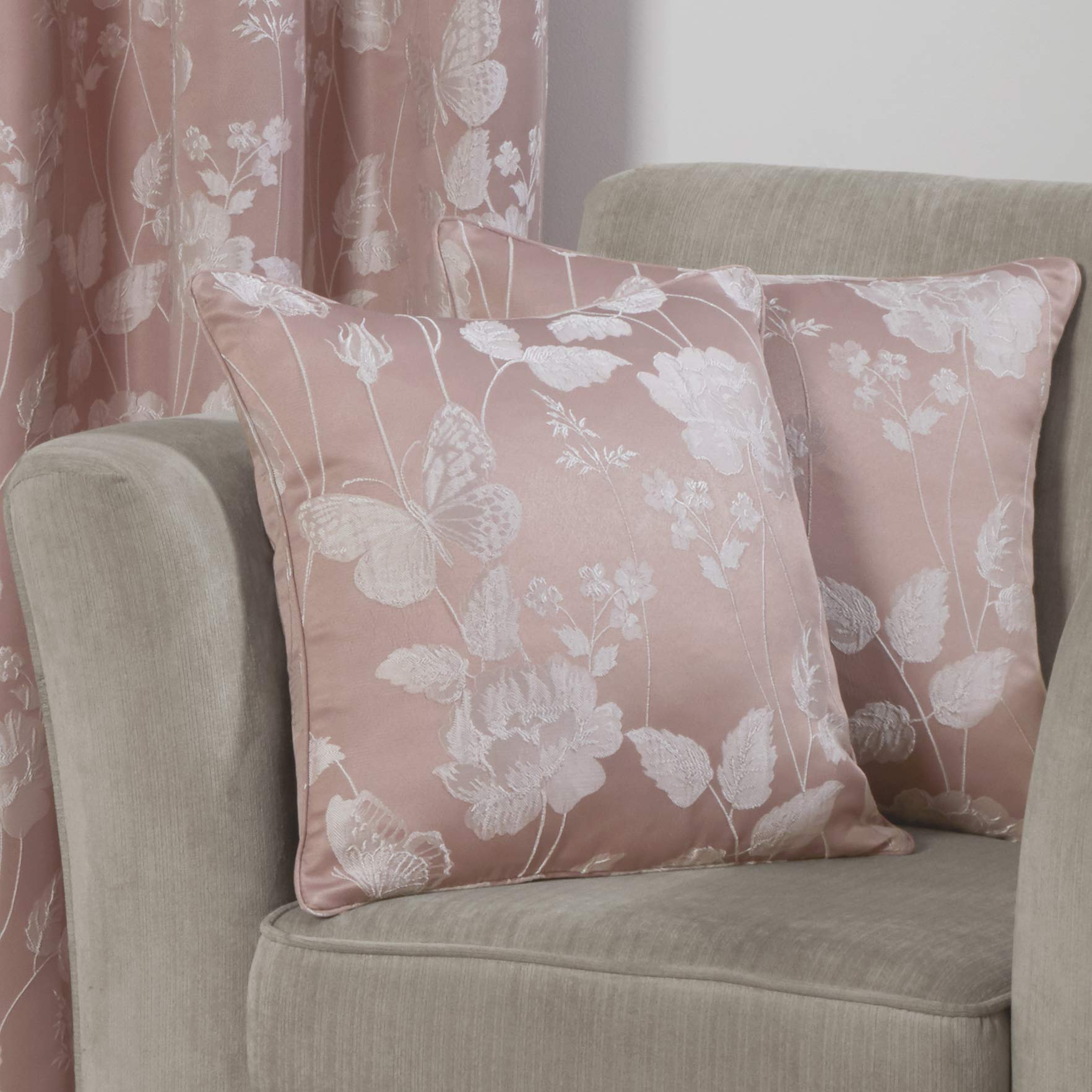 Emma Barclay Butterfly Meadow - Jacquard Cushion Cover in Blush Pink - 17x17 (43x43cm)