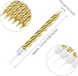 Blulu 50 Pieces Spiral Metallic Birthday Candles with Holders Gold view 2