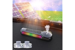 KLLSMDESIGN Smart Aroma Diffusers Auto On/Off Air Freshener Including 2 Bottles Natural Perfume Fragrance, Rechargeable Scent in 3 concentrations for Car Use，Solar Power with Ambient Light and Number Plate