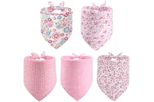 PAWCHIE Spring Dog Bandanas Pet Scarves - 5 Pack Reversible Kerchief Triangle Bibs Costume Decoration Accessories, Floral Dog Bandana， Adjustable Soft Cute Square Bandana for Small Dogs Cats Pets