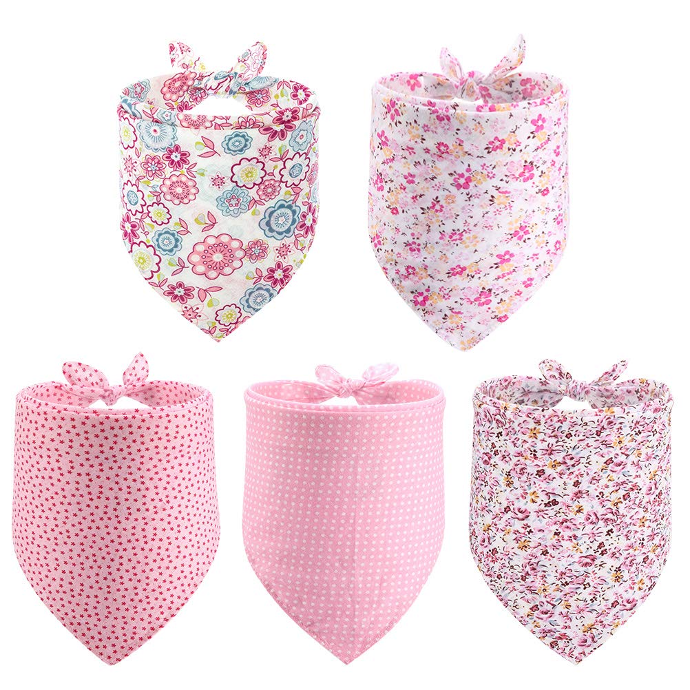PAWCHIE Spring Dog Bandanas Pet Scarves - 5 Pack Reversible Kerchief Triangle Bibs Costume Decoration Accessories, Floral Dog Bandana， Adjustable Soft Cute Square Bandana for Small Dogs Cats Pets