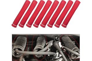 Yourkar 8 PCS Spark Plug Wire Boots, 6 Inch Automotive Spark Plugs Heat Shields Cover, 1200° Vehicle Spark Plug Wire Boots Heat Shield Protector, Universal Car Accessories (Red)