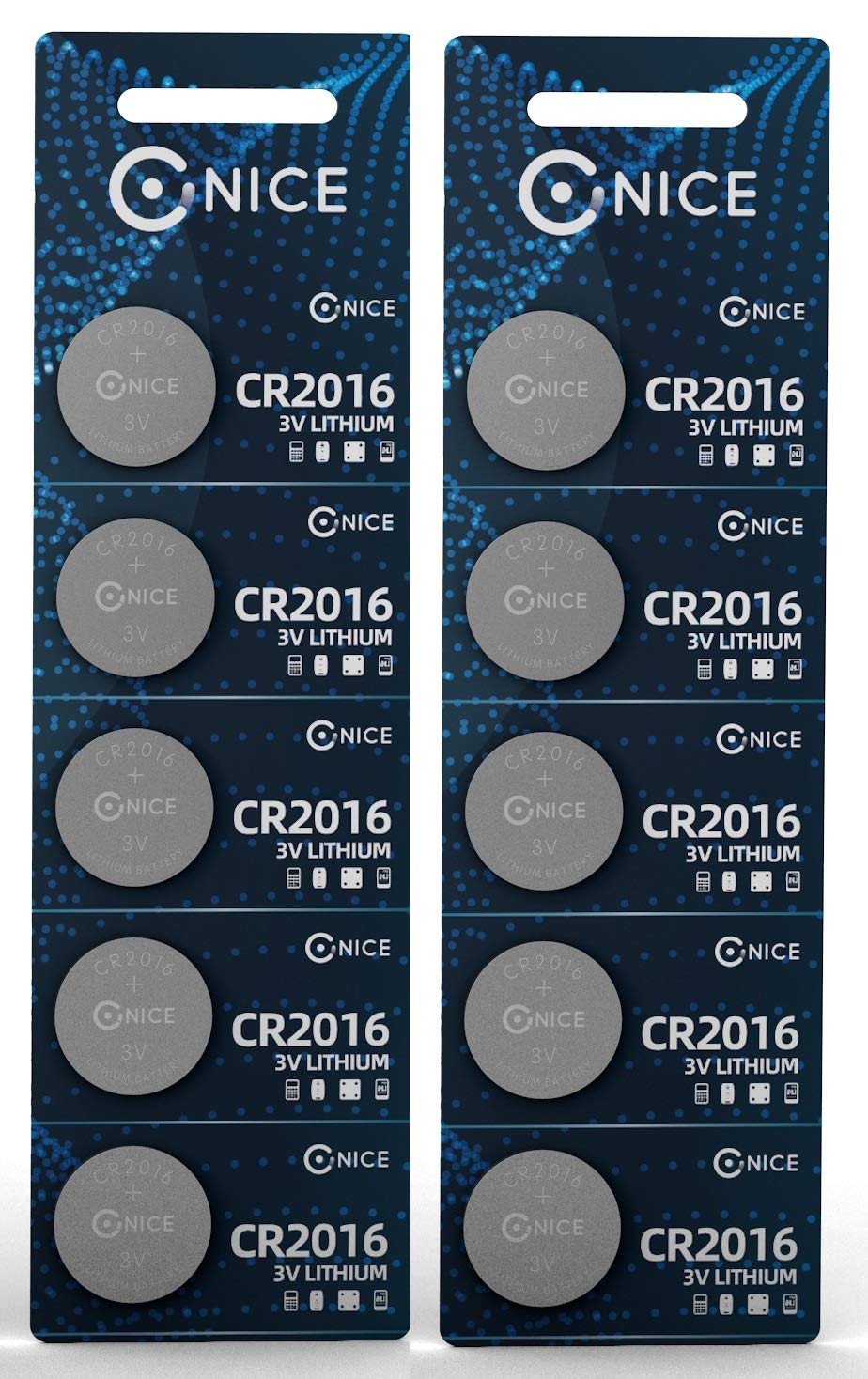 (PACK OF 10) Nice Power™ CR2016 Coin Batteries Stable Long Metal Cell Lithium Li-ion Lifetime No Leakage - Watch LED Light Torch Computer Electronic Toy Remote - Button Battery 3V ((10 PACK) CR2016)