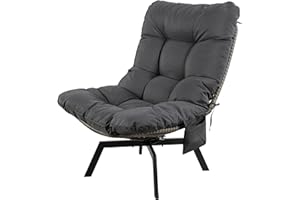 Shintenchi Outdoor Wicker Swivel Chair,Grey Rattan Patio Rotating Chair with Cushion,360° Rotation Patio Lounge Chairs for Living Room Bedroom Backyard Balcony(Grey Cushion)