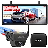 AUTO VOX Wireless Backup Camera Solar Magnetic: with 7.2" DVR 1080P 2 Split Recording Monitor, Dual Antenna Stable Signal,IP6