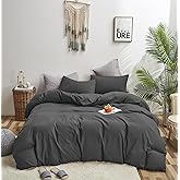 KAREVER Deep Comforter Set Queen Gray Bedding Set Teens Adult Solid Color Bedding Set 3 Pieces with 2 Pillowcases Women Lightweight Durable Full Blanket Quilts Set Gray Bed Comforter