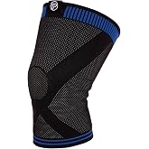 Pro-Tec Athletics 3D Flat Knee Support, Advanced Flat Knit Technology for Custom Fit, Breathable Multi-Directional Stretch Fabric, Non-Slip Gel, Full Range of Motion, L, Blue/Black