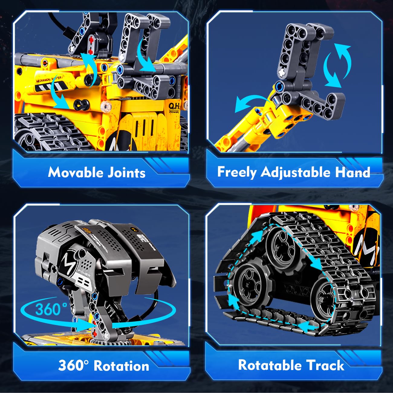 HiWEEGO Technik Roboter für Kinder Bausatz - 5-in-1 mit Fernbedienung und App Steuerung | 520 Stück RC Wall Roboter/Tech Robot Wiederaufladbarer Geschenke für 6-12+ Jahre alte Jungen Mädchen 4
