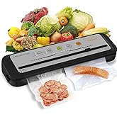 Updated Vacuum Sealer Machine 2025, MEGAWISE Food Sealer w/Starter Kit, Dry &amp; Moist Food Modes, Compact Design with 10 Vacuum Bags &amp; Built-in Cutter (Grey)