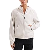 CRZ YOGA Womens Fleece Lined Full Zip Hoodies Oversized Long Sleeve Casual Workout Hooded Sweatshirt with Thumb Holes