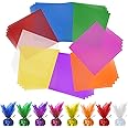 Cellophane Wrap, 120pcs Cellophane Sheets, 8 Multi-Colors Colored Cellophane, 7.5x7.5 Inch Transparent Colored Plastic Wrap, Colored Cellophane Wrap for Christmas Valentine DIY Arts Crafts Decorations