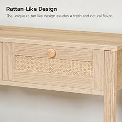 HOOBRO Rattan-Like Narrow Console Table with 2