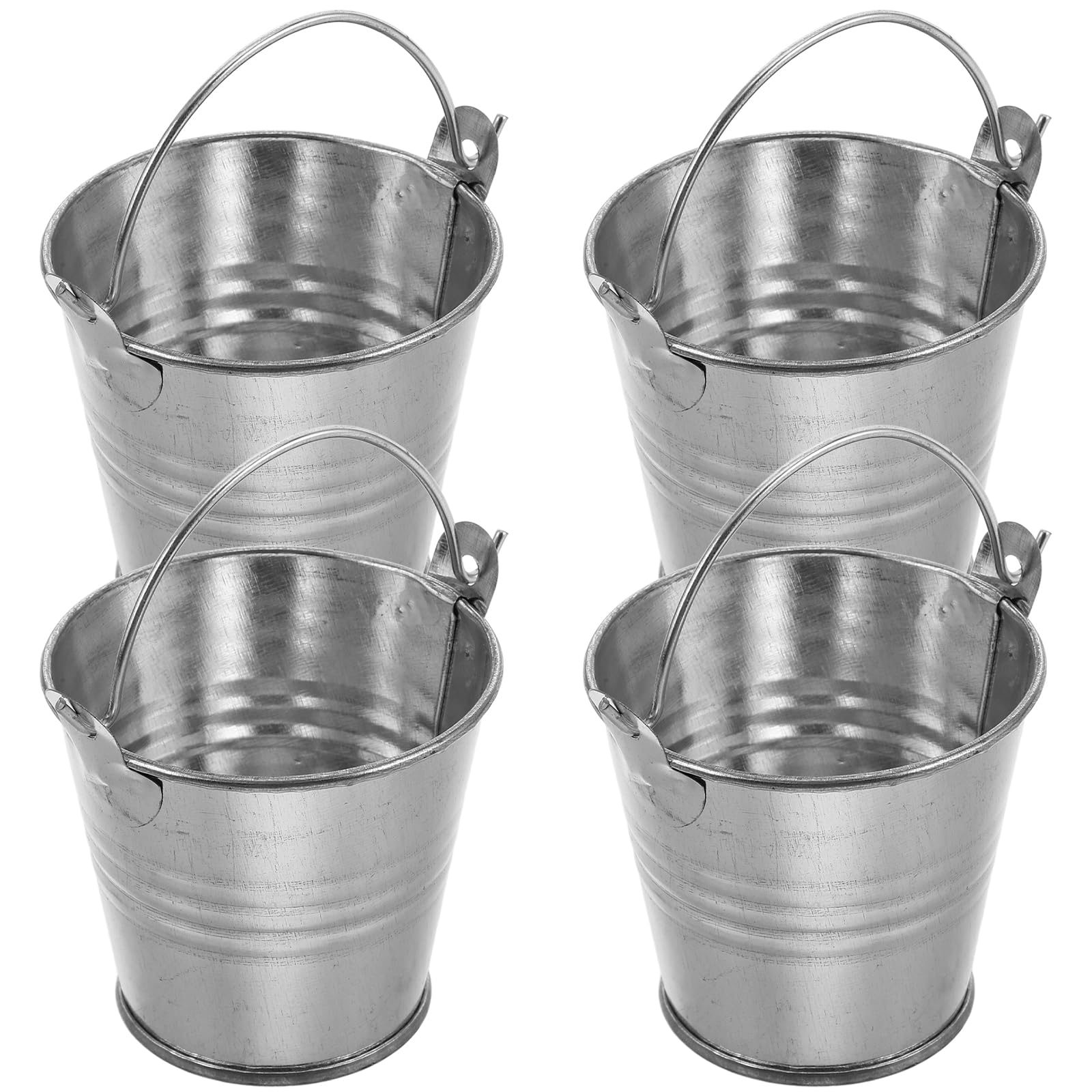 4pcs Small Metal Bucket Heavy-Duty Tin Bucket Garden Mini with Handle for Cleaning Storage Garden Waste Drink Cooler Indoor Outdoor