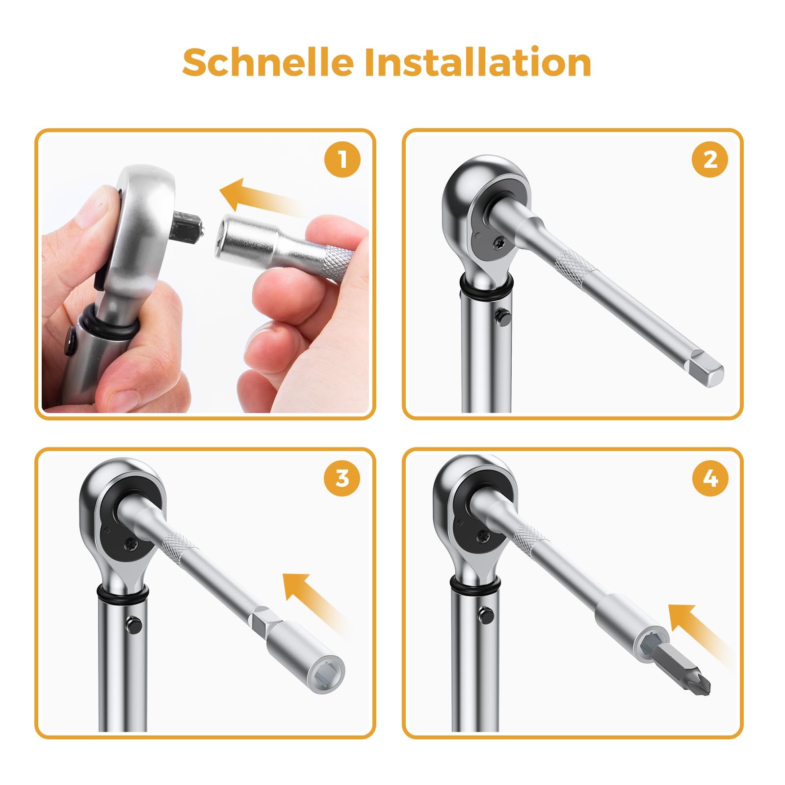 Drehmomentschlüssel Fahrrad 5-25 Nm, VIGRUE Drehmomentschlüssel 1/4 Zoll, ±4% Genauigkeit, Torque Wrench Set mit Ratsche, Verlängerungsstange, Universalgelenk, Zündkerzenhülse, Bits für Motorrad, Auto 4