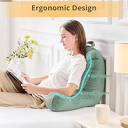 Sasttie Reading Pillow for Bed, Velvet Back Support