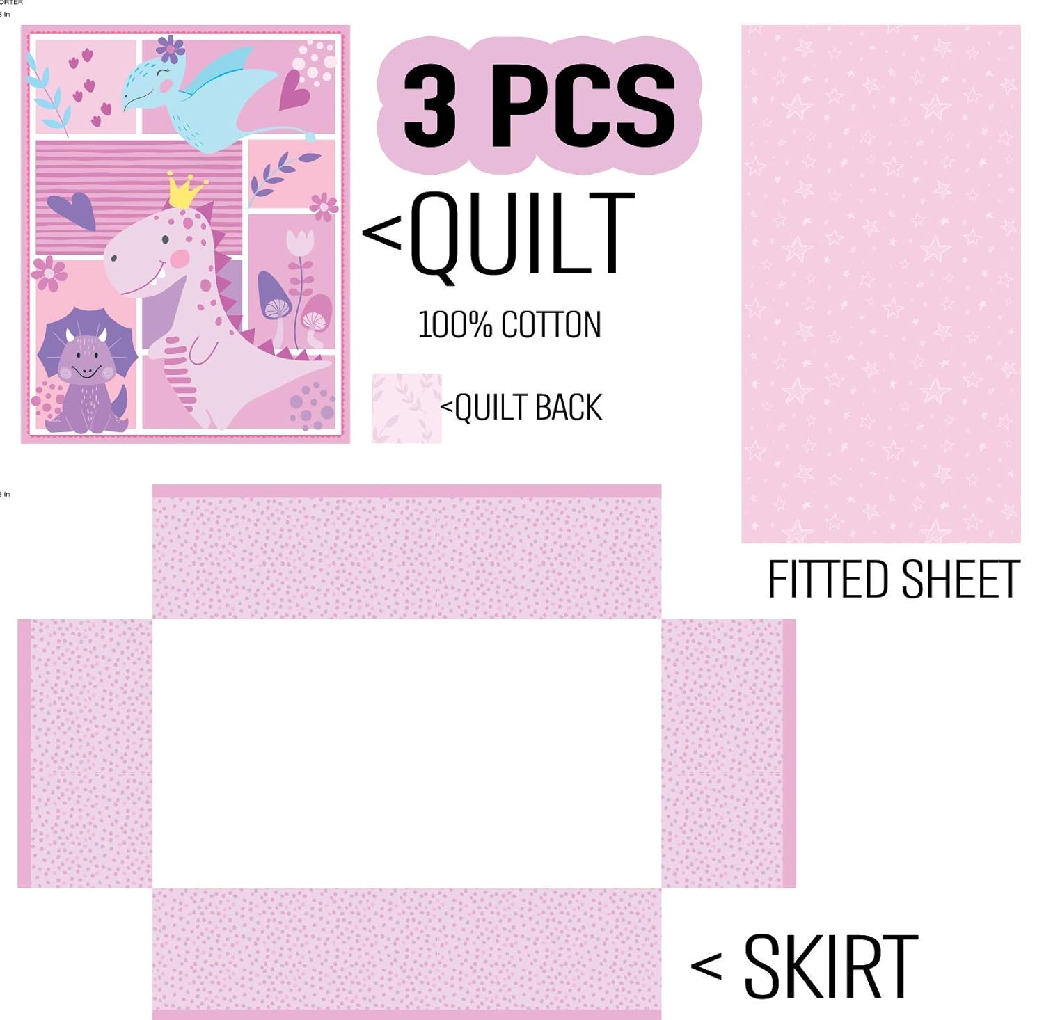 pink dinosaur crib bedding