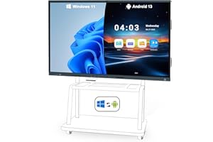 LINGHUFOX Smart Board, 86 Inch 4K Touchscreen Interactive Whiteboard with Windows 11 Pro 13th & Android 13, All in One Computer Display Built in AI Camera and 8 Mics for Office Classroom Home