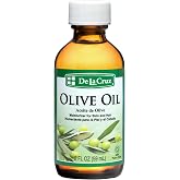 De La Cruz 100% Pure Olive Oil Expeller Pressed for Hair and Skin Lightweight Hair Oil and Moisturizer for Dry Skin and Beauty 2 Fl Oz (1 Bottle)