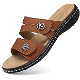 SHIBEVER Flat Sandals Women Dressy: Non Slip, Arch Support, Orthopedic, Plantar Fasciitis Comfortable Walking Sandal