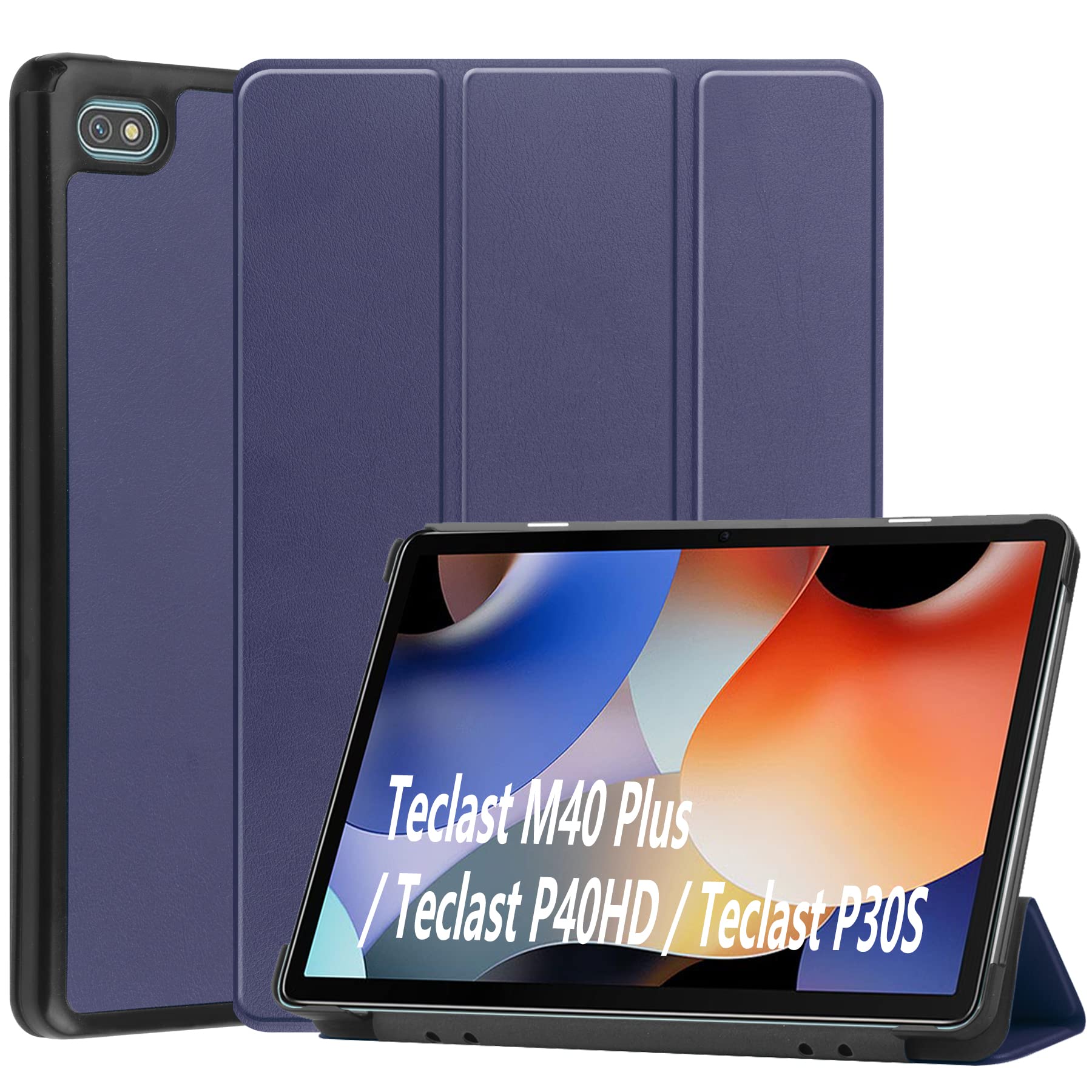 Dlahaby Case Compatible with Teclast M40 Plus/ P40HD/ P30S,Slim Smart Shell Flip Cover with Stand Function for Teclast P40 HD/ P30S/ M40 Plus 10.1 Inch Tablet,Dark blue