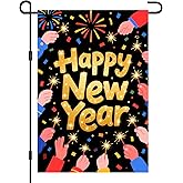 BlissYard Happy New Year Garden Flag 12x18 Inch Confetti Banner Double Sided Flag Outdoor Yard Decoration with Sparklers for Home Lawn Porch House Seasonal Holiday Garden Flags Outdoor Decor