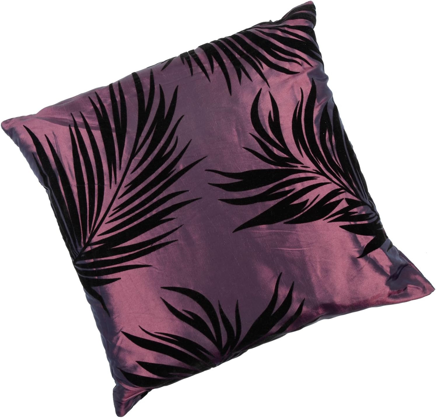 2 x Black & Plum Flocked Design Fem Scatter Filled 17-18" Cushion Cover & Inner