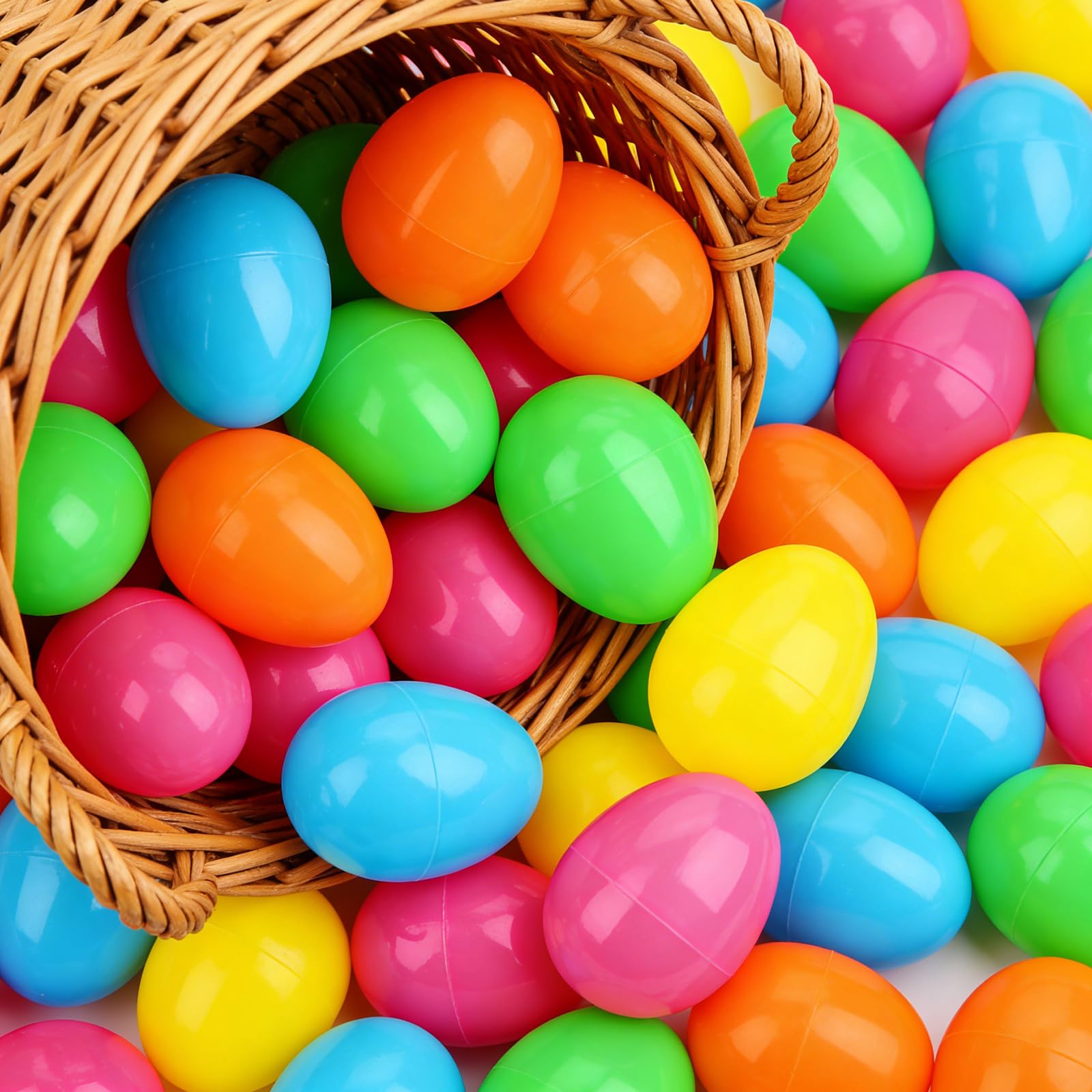 Druvian 48 Pcs Easter Eggs, Premium Plastic Solid Color Egg Set, Vibrant Multicolor Easter Egg Mix, Spring Egg Collection for Egg Hunt and Party Activities
