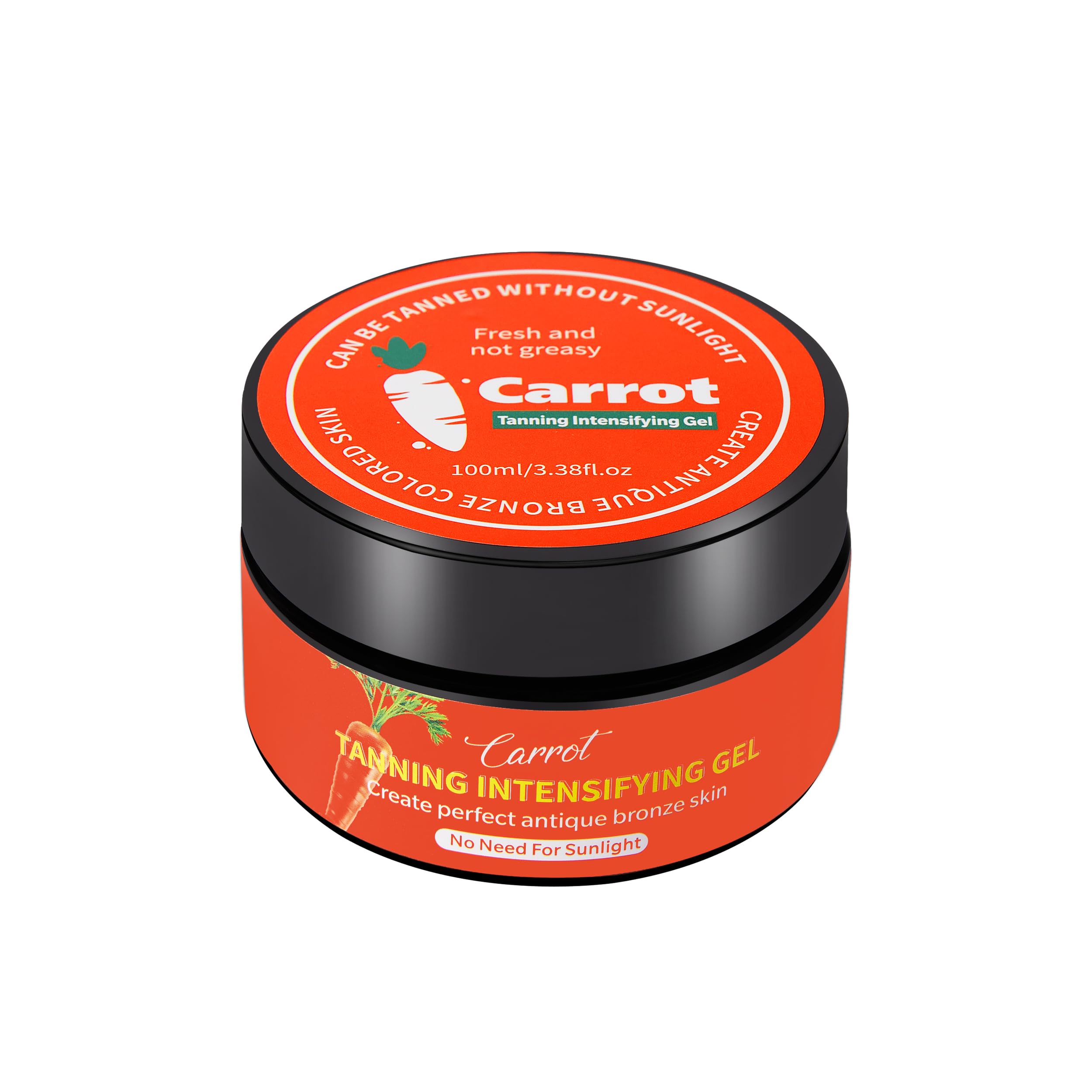 100ml Carrot Tanning Gel, 3.38 fl.oz Intensive Sunbed Tanning Intensifying Oil, Natural Tan Accelerator Lotion, Rapid Long-Lasting Cream, Achieve Brown Tan Skin in Summer Holiday Outdoor Beach