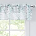 FMFUNCTEX Tree Print Semi Sheer Valance Curtain for Windows 15 Inch Length Branch Patterned Kitchen Valance for Bathroom Rod Pocket Window Treatment 1 Panel, 50 x 15 Inches, Aqua