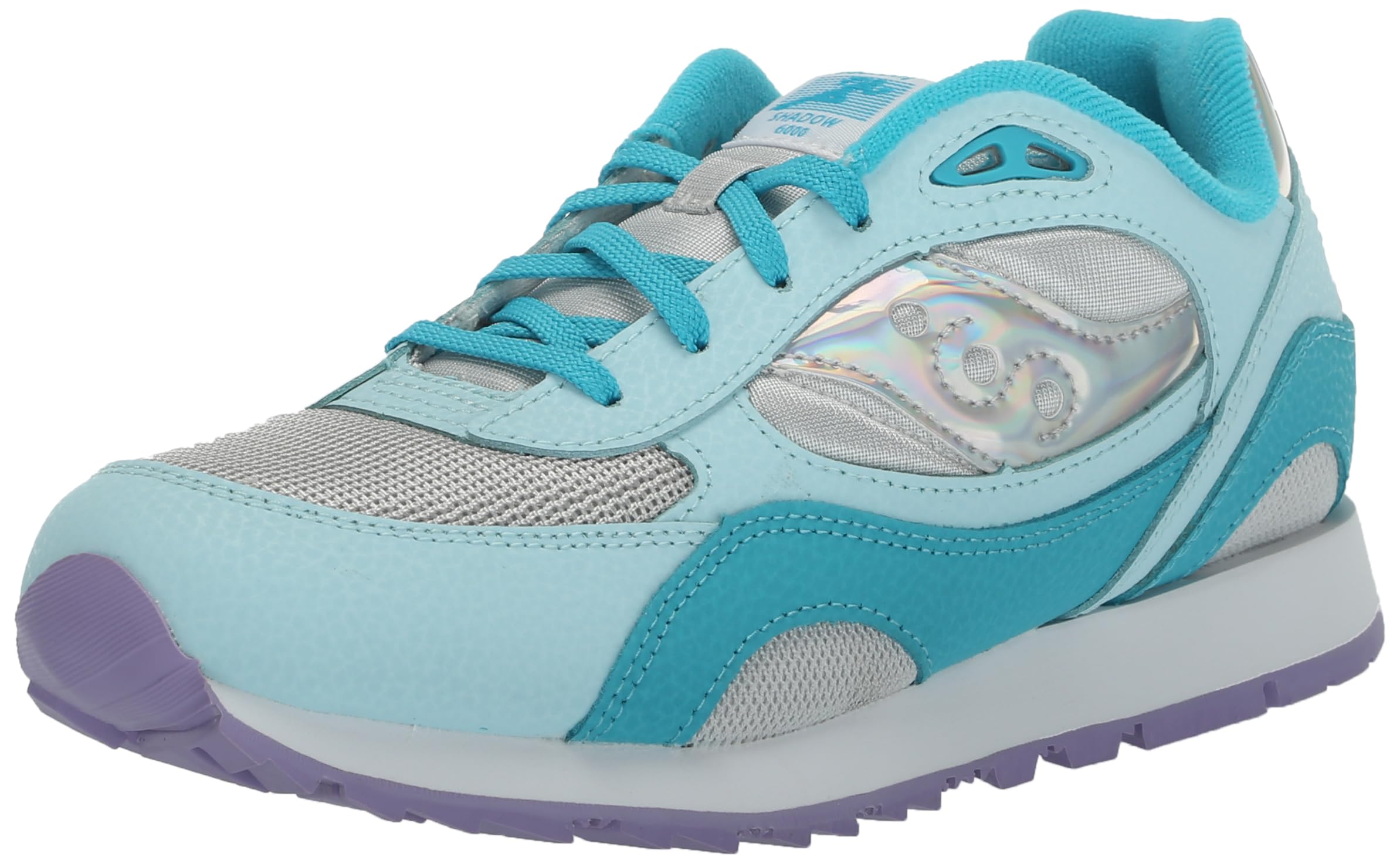 Saucony Shadow 6000 Sneaker, Turq/Grey, 5 US Unisex Big Kid
