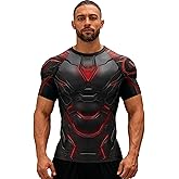 Red Plume Mens Compression Shirts Sports Athletic Short Sleeves Quick Dry Fitness Baselayer Gym Running Workout Pullover Tops