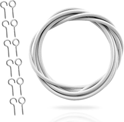 G4GADGET 2M Net Curtain Wire with 6 Hooks & 6 Eyes – Strong & Flexible