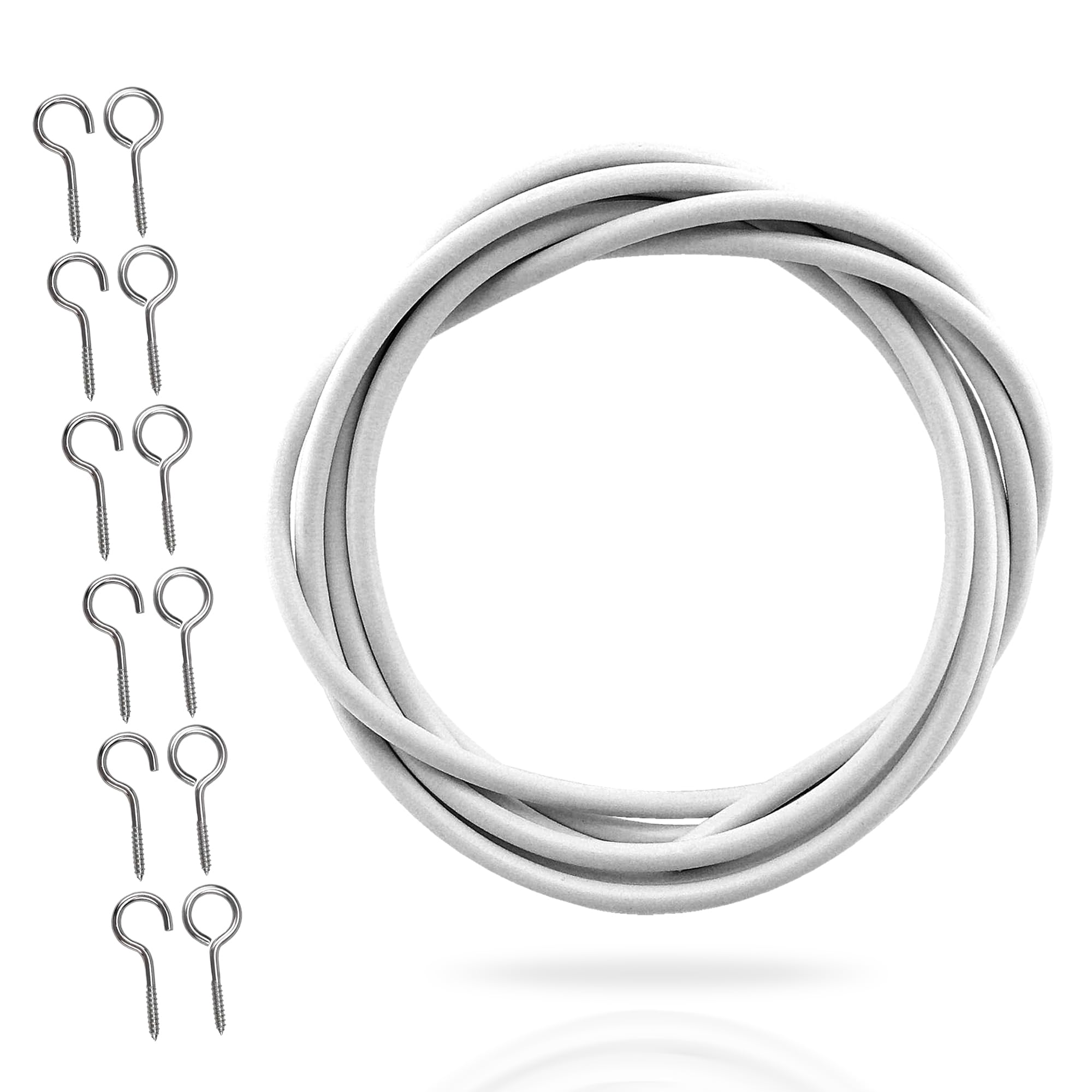 G4GADGET 2M Net Curtain Wire with 6 Hooks & 6 Eyes – Strong & Flexible Curtain Wire Kit for Net Curtains, Windows, Wardrobes, Doorways & Home Décor – Easy Installation & Secure Fit