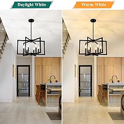 6-Light Black Chandelier, Farmhouse Dining Room