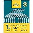 SF 6 Pack Pre Knotted Nylon Fly Fishing Lines 7.5ft 9ft 12ft 0x1x2x3x4x5x6x7x