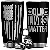 Old Lives Matter 20 Oz Tumbler with Keychain – Funny Gag Gift for Dad, Grandpa, Uncle, or Friend Turning 40, 50, 60, 70 – Birthday, Retirement, or Father’s Day Present from Son or Daughter
