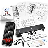 iDPRT MT610Pro Portable Thermal Printer with Carry Case &amp; 200 Sheets Paper | 300DPI HD Mobile-Travel-Printers, Inkless-Wireless-Small-Printer for Home Use, Office, Vehicles, Bluetooth Printers, Black