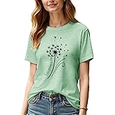 BYIPY Womens T Shirts Everything is Fine Dandelion Graphic Tees Short Sleeve Crewneck Summer Tops Trendy 2025