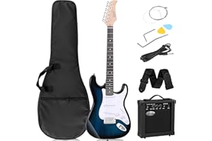 ZENY 39" Full Size Electric Guitar with Amp, Case and Accessories Pack Beginner Starter Package, Blue Ideal Christmas Thanksgiving Holiday Gift
