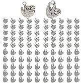 NOIAFZY 100pcs Antique Silver Sloth Charm Pendants - Vintage Alloy Cute Animal Design, 17x15mm DIY Handmade Jewelry Making Accessories