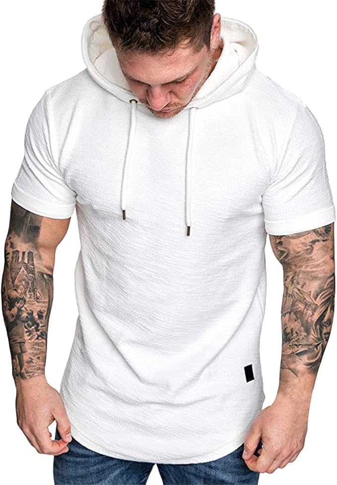 SHERUPOO Sudadera deportiva con capucha para hombre, manga corta, sudadera deportiva con capucha SHERUPOO Sudadera deportiva con capucha para hombre, manga corta, sudadera deportiva con capucha