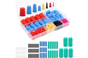 110+90 PCS Silicone Rubber Tapered Plug Set, Coldairsoap 110PCS High-Temperature Resistant Rubber Stoppers and 90PCS Silicone Rubber Protective End Cap Kit for Hole Plugs, Spraying, Coating, Painting