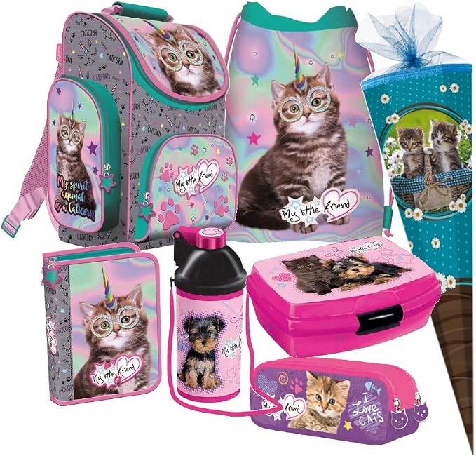7 Kinder 7 Rucksäcke 7 Katzen