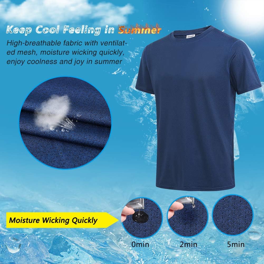 MeetHoo Men’s Athletic T Shirts, Quick Dry Workout Short Sleeve Shirt Gym Tops for Sport Running: Clothing