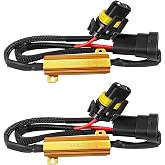 YSFER 2 PCS 9005/9006 LED Load Resistor Kit, 50W Anti-Flicker Vehicle Fog Light Headlight Harness Resistors, Waterproof Light Bulb Load Resistor Error Decoder for Most Cars