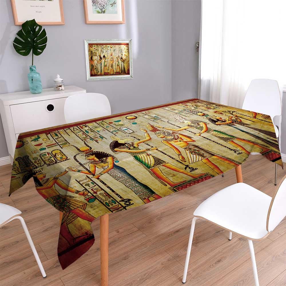 PRUNUSHOME Water Resistant Tablecloth Old natural paper from Egypt Great for Buffet Table, Parties, Holiday Dinner, Wedding & More/50W x 50L Inch