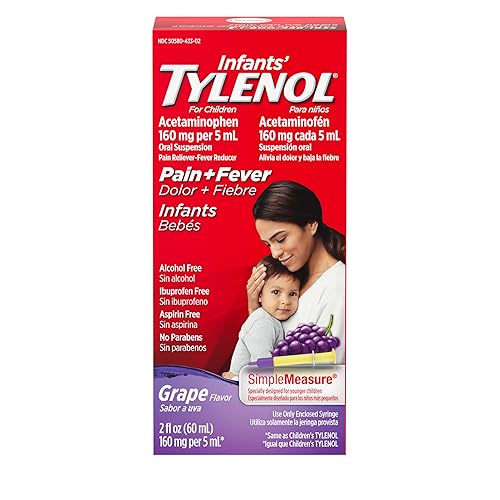 Infants' Tylenol Liquid Pain Relief & Fever Medicine, Oral Suspension, Acetaminophen for Sore Throat, Headache & Teething, Pain Reliever & Fever Reducer for Kids; Grape Flavor, 2 fl. oz.; Pack of 1