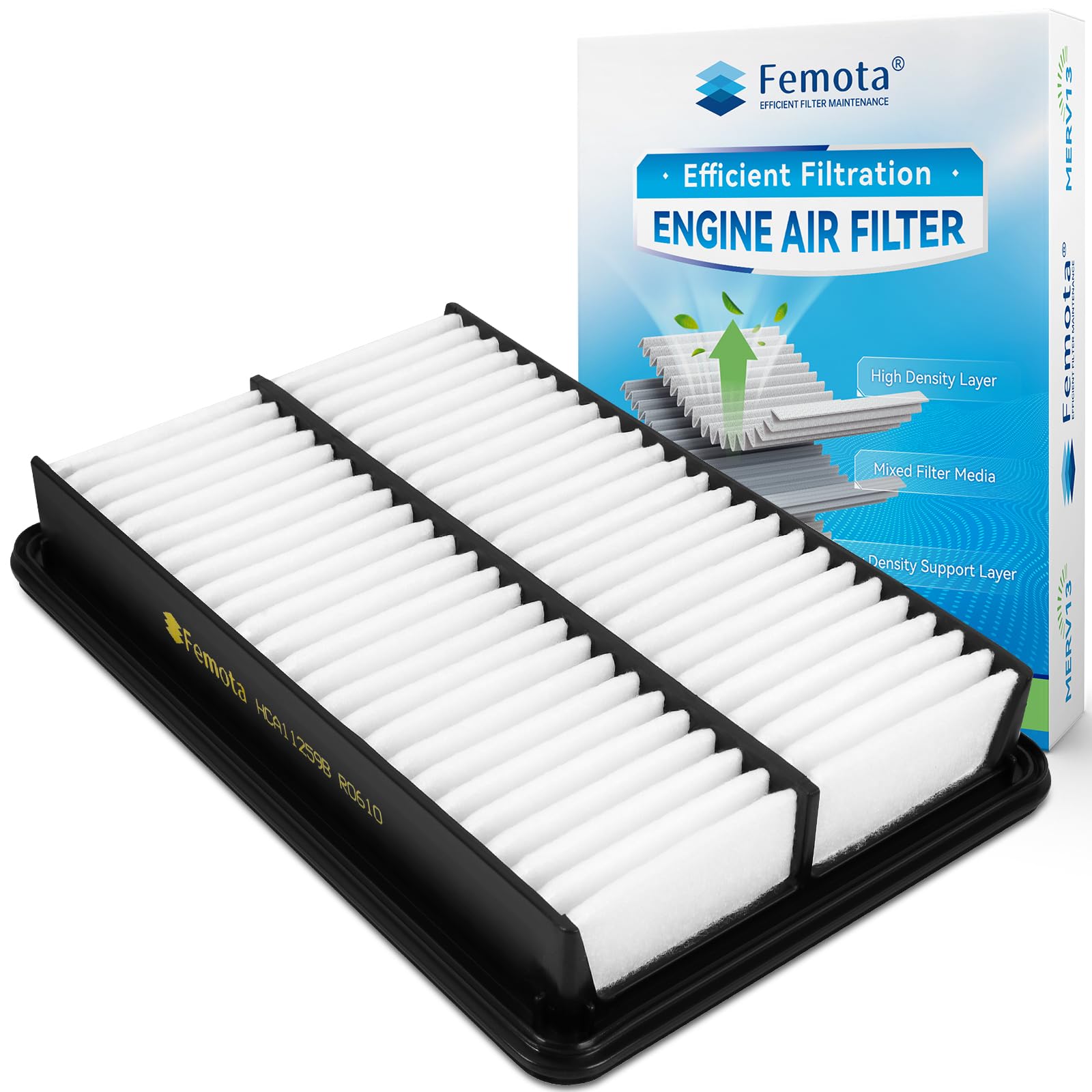Photo 1 of Femota CA11259 Engine Air Filter, Pre-oiled, Longer Lifespan, replace for Mazda 3 (2014-2018), Mazda 6 (2014-2021), Mazda CX-5 (2013-2023), OE#PE07-13-3A0A.