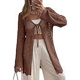 SHEWIN Crochet Cardigans for Women Lightweight Tie Front Sweater Hollow Out Summer Beach Cardigans for Women 2026