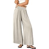 LOOKBOHO Women's Wide Leg Pants - 2026 Summer Loose Fit High Waist Travel Flowy Palazzo Casual Smock Baggy Slacks